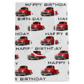 誕生日レトロレッドトラック中抱き枕 ミディアムペーパーバッグ (裏面)