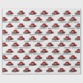 誕生日レトロレッドトラック ラッピングペーパー (フラット)