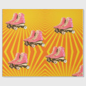 誕生日レトロローラスケートオレンジサンビーム ラッピングペーパー (フラット)