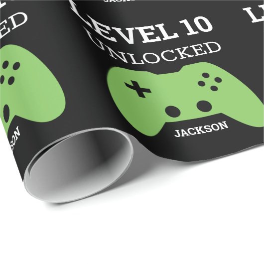 誕生日レベルアップゲーマービデオゲームパーソナライズされた ラッピングペーパー (ロールコーナー)