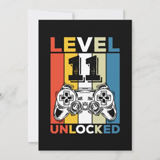 誕生日レベル11解放 11 ゲーミング ヴィンテージ 招待状 (正面)