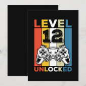 誕生日レベル12解放 12 ゲーム ビンテージ 招待状 (正面/裏面)