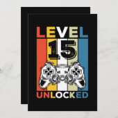誕生日レベル15解除 ゲーミングヴィンテージ 招待状 (正面/裏面)