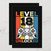 誕生日レベル18到達！ 18 ゲーミング クラシック 招待状 (正面/裏面)