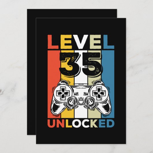 誕生日レベル35到達 レトロゲームスタイル35歳 招待状 (正面/裏面)