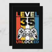 誕生日レベル35到達！ レトロゲームスタイル 招待状 (正面/裏面)