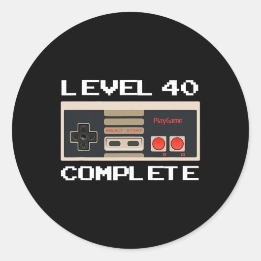 誕生日レベル40完全ビデオゲーマー ラウンドシール (正面)