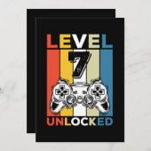 誕生日レベル7解除7 ゲーム ヴィンテージ 招待状 (正面/裏面)