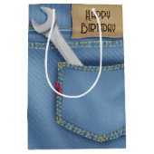 誕生日レンチインジーンポケット ミディアムペーパーバッグ (正面)