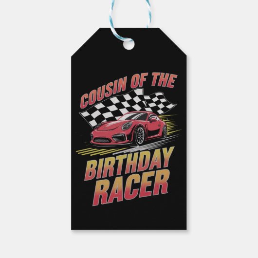 誕生日レーサーレーシングファミリーパーティーのいとこ ギフトタグ (裏面)
