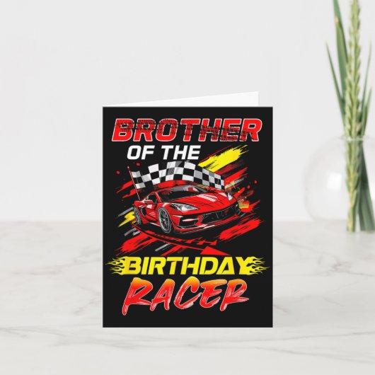 誕生日レーサー兄弟のレースカーパーティー カード (正面)