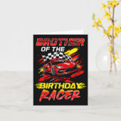 誕生日レーサー兄弟のレースカーパーティー カード (黄色い花)