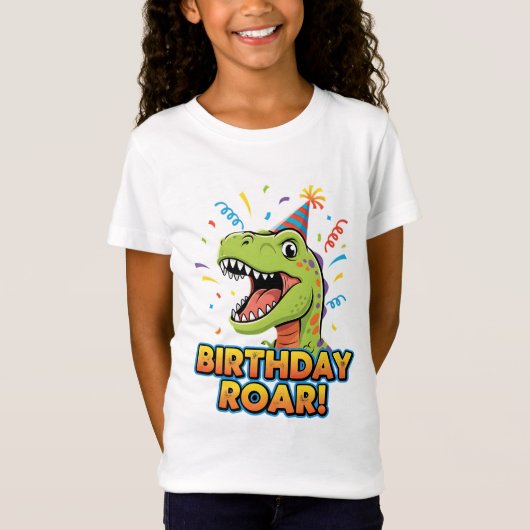 誕生日ロア カワイイ恐竜 誕生日パーティーデザイン Tシャツ (正面)