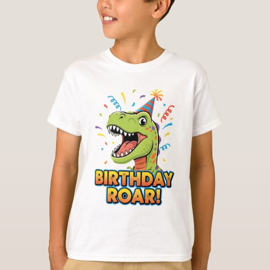 誕生日ロア カワイイ恐竜 誕生日パーティーデザイン Tシャツ (正面)