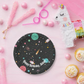誕生日ロケットと惑星 ペーパープレート (パーティー)