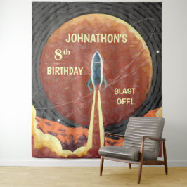 誕生日ロケット宇宙楽しい写真ブース背景 タペストリー