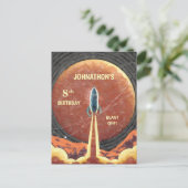 誕生日ロケット船宇宙惑星宇宙おもしろい ポストカード (スタンド正面)