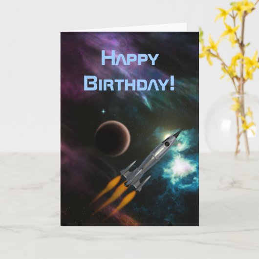 誕生日ロケット カード (黄色い花)