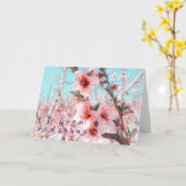 誕生日ロシアのカード(ピンクの桃の花) カード (黄色い花)