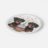 誕生日ロットワイラードッグ ペーパープレート (アングル)