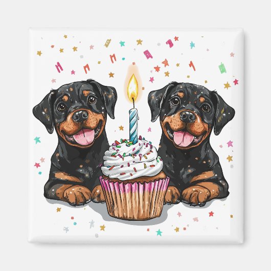誕生日ロットワイラードッグ マグネット (正面)