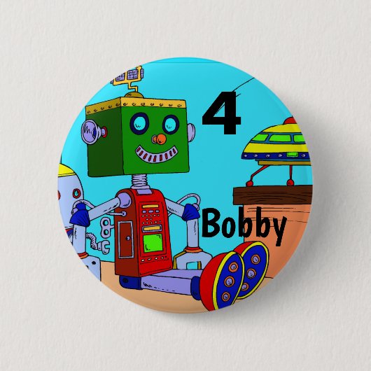 誕生日ロボットのボタカスタムンのAGE NAME 缶バッジ (正面)