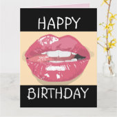 誕生日ロマンチックな唇の夫グリーティングカード カード (黄色い花)