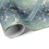 誕生日ロマンチックバラブルー ラッピングペーパー (ロールコーナー)