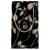 誕生日ロマンチックブラックピンククローバーフローラ スモールペーパーバッグ (正面)