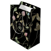 誕生日ロマンチックブラックピンククローバーフローラ ミディアムペーパーバッグ (裏面アングル)