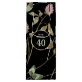 誕生日ロマンチックブラックピンククローバーフローラ ワインギフトバッグ (正面)