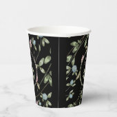 誕生日ロマンチックブラックピンククローバーフローラ 紙コップ (右)