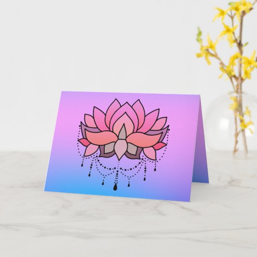 誕生日ロータスピンクブルートレインやる気を起こさせるフ カード (黄色い花)