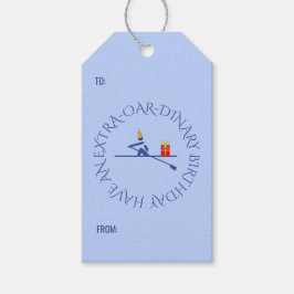 誕生日ローワーカスタム文字ブルー ギフトタグ