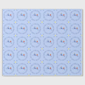 誕生日ローワーカスタム文字ブルー ラッピングペーパー (フラット)