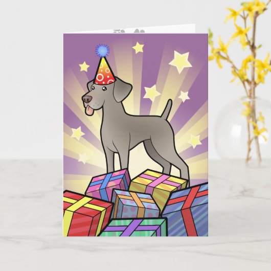 誕生日ワイマラン カード (黄色い花)