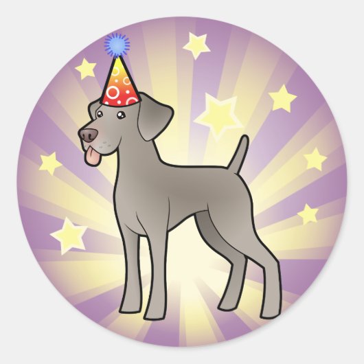 誕生日ワイマラン ラウンドシール (正面)
