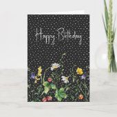 誕生日ワイルドフラワーオン水玉模様 カード (正面)