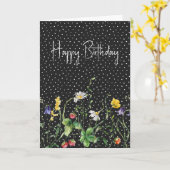 誕生日ワイルドフラワーオン水玉模様 カード (黄色い花)