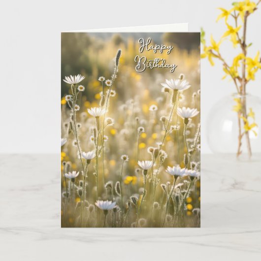 誕生日ワイルドフラワーメドウ カード (黄色い花)