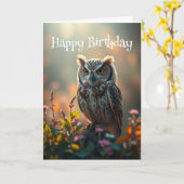 誕生日ワイルドライフクロウ鳥自然 カード (黄色い花)