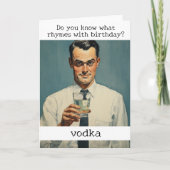 誕生日ワイン ヴォドカ レトロ 面白い カード (正面)