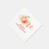 誕生日ワンカワイピーチフルーツ スタンダードカクテルナプキン (角)