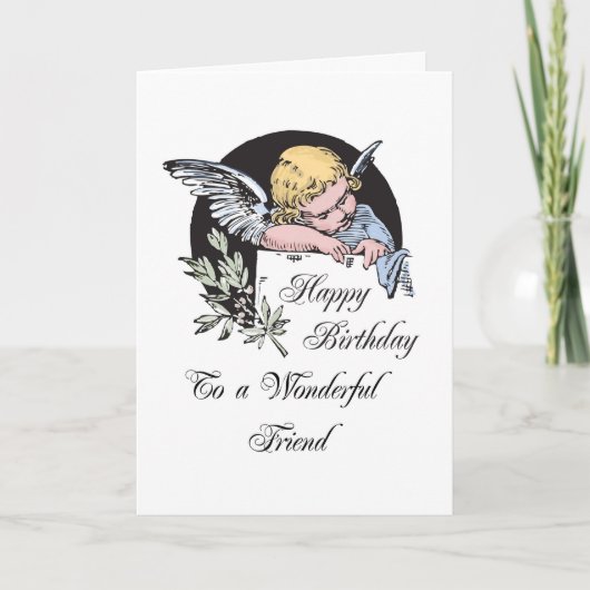 誕生日ワンダートフレンドヴィンテージ宗教天使 カード (正面)