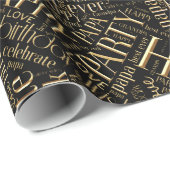誕生日ワードクラウドグランドパ金ゴールドID276 ラッピングペーパー (ロールコーナー)