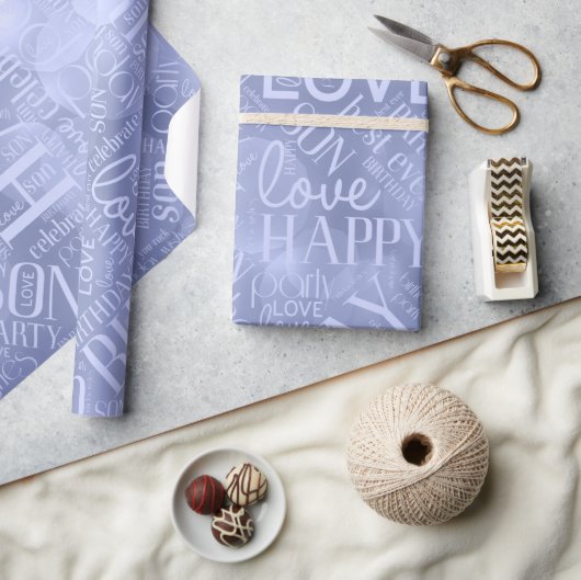 誕生日ワードクラウドソンブルーID272 ラッピングペーパー (クラフト)