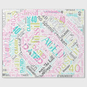 誕生日ワードクラウドフォーティピンクID266 ラッピングペーパー (フラット)