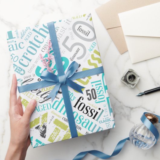 誕生日ワードクラウド50青ID266 ラッピングペーパー (ギフト)