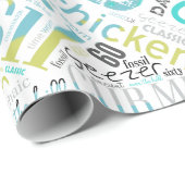 誕生日ワードクラウド60青ID266 ラッピングペーパー (ロールコーナー)