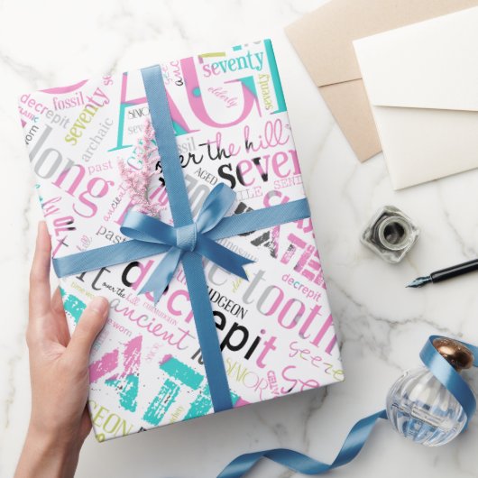 誕生日ワードクラウド70ピンクID266 ラッピングペーパー (ギフト)